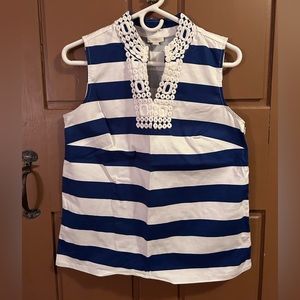 2 Blouses for 1!!! Blue/White Blouse & Salmon Blouse, gently worn, Small Petite